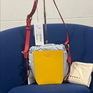 Marni Colorblock Drawstring Crossbody - Yellow, Light Blue & Red